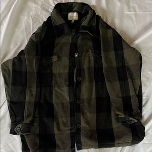 Lucky Brand Olive & Black Plaid Shirt Jacket
